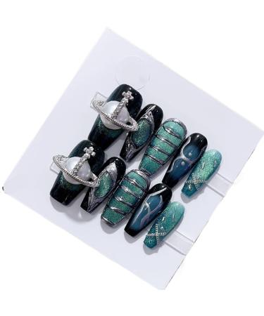 Long Handmade Wearing Nails Black Press Manicure Detachable Fake Nails(S)