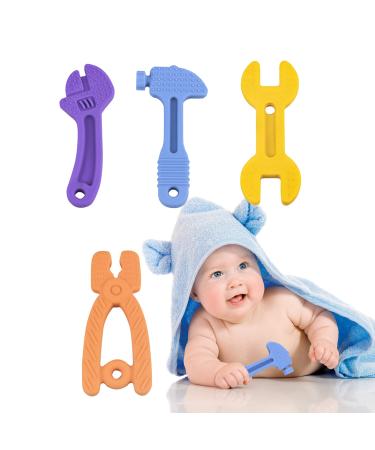 Teething Toys for Babies 0-6 Months 6-12 Months  Silicone Baby Teether Chew Toys  Teething Gel Relief Baby Toys  BPA Free 4PCS
