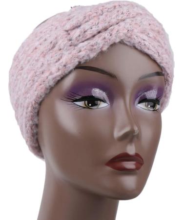 Lurrose Knitting Hair Band Woolen Crossed Headband Wide Rim Headwrap Twist Winter Headwear for Women Girls Pink - Buy Online on GoSupps.com