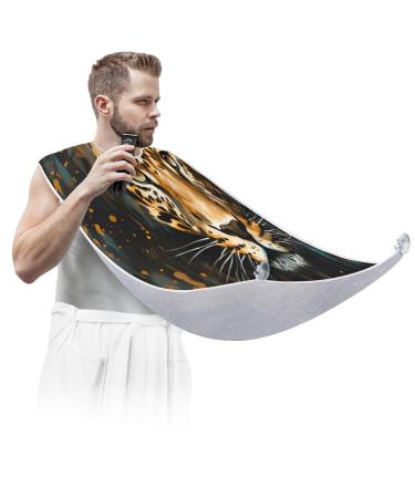 Animal Leopard Beard Bib Apron Beard Hair Catcher for Men Shaving Fathers Day Anniversary Christmas Gifts for Dad Husband Beard Bib with 2 Suction Cups