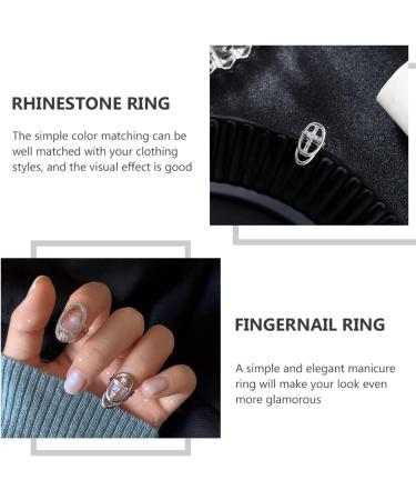 SOIMISS 1pc Fingernail Cover Cuticle Nail Ring Opening Nail Art Charm Diamond Fingernail Ring Sterling Ring Bowknot Nail Ring Rings for Women Womens Ring Miss Manicure Rhinestones - Buy Online on GoSupps.com