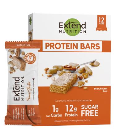 Extend Nutrition ugar Free High Protein Bars - Pack of 12 - Peanut Butter
