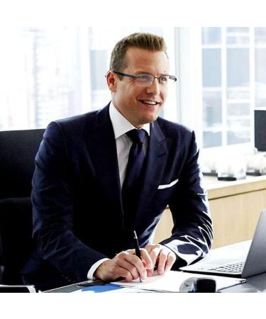 Men's Premium Multifocus Blue Light Blocking Reading Glasses | MIssfive Progressive Metal Frame | Gunmetal-Blue | 2.5x - Buy Online on GoSupps.com