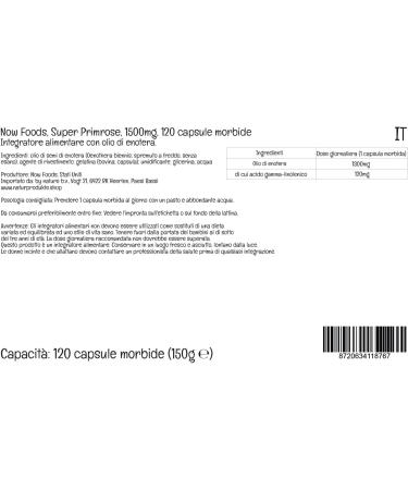 Now Foods Super Primrose 1300mg 120 Softgels - Lab-Tested, Soy Free, Gluten Free, Non-GMO - Buy Online on GoSupps.com