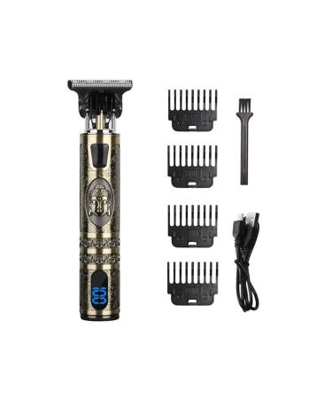 Digital Display Stainless Steel Cutter Head Professional T9 Hair Trimmer Metal Body Electric Shaver for Men Waterproof Wallpaper(Buddha)