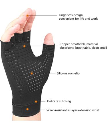 Shop Compression Gloves for Arthritis & Hand Pain Relief | Copper Ion Fiber Anti-Slip | Unisex - Size L Half Finger - Buy Online on GoSupps.com