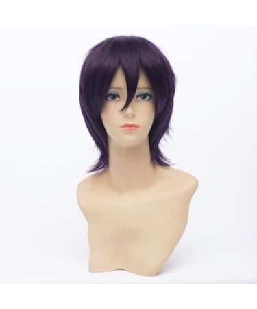 Qiyun.z noragami yaboku gott yato short straight purple black anime cosplay costume art fiber hair heat -resistant full wig for women