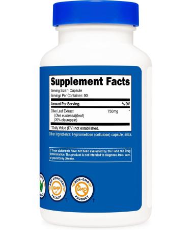 Nutricost Olive Leaf Extract (20% Oleuropein) 750mg - 90 Capsules | Non-GMO & Gluten Free - Buy Online on GoSupps.com