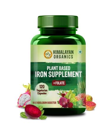 Kavir Plant Based Iron Supplement with Folate | Improved Hemoglobin & Oxygen Capacity | Stomach Friendly | Boost Energy - 120 Veg Capsules