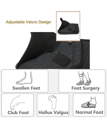 ZJING Extra Wide Diabetic Slippers for Men - Adjustable, Comfy, Indoor/Outdoor House Shoes - Velcro Closure - Grey - Buy Online on GoSupps.com