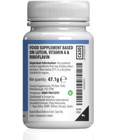 Capsules de Lut ine 100mg | avec Vitamine A & Riboflavine pour la Vision & le M tabolisme | Convient aux V g tariens & V ganes | 60 Capsules 1 Mois de Cure | Fabriqu au Royaume-Uni selon les normes - Buy Online on GoSupps.com
