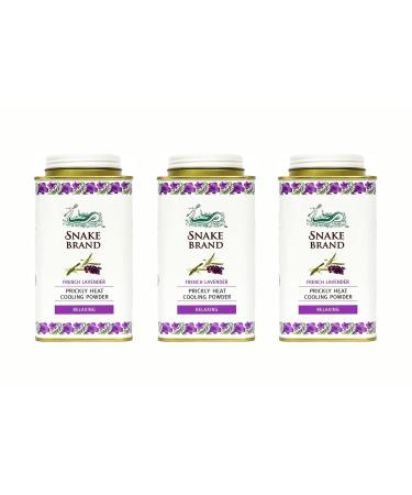 SNAKE BRAND Prickly Heat Cooling Body Powder Relaxing Lavender 140g (3-Pack) Lavender 140.00 g (Pack of 1)