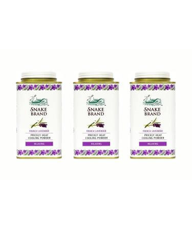 SNAKE BRAND Prickly Heat Cooling Body Powder Relaxing Lavender 140g (3-Pack) Lavender 140.00 g (Pack of 1)