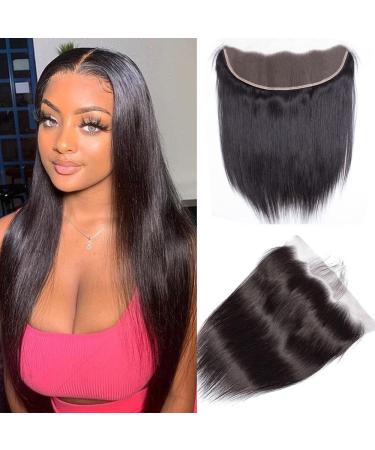 13x4 Ear To Ear Straight Lace Frontal Closure Transparent HD Human Hair With Baby Hair Knots 100% Virgin Remy Human Hair Lace Frontal Closures 150% Density Natural Color (12 Inch Straight frontal) 12 Inch frontal hd lace