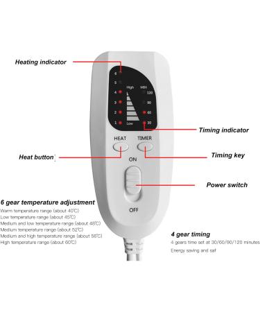 Adjustable Electric Heating Pad 76x40 cm | Pain Relief & Home Warmer with Timer | Grey Color - Buy Online on GoSupps.com