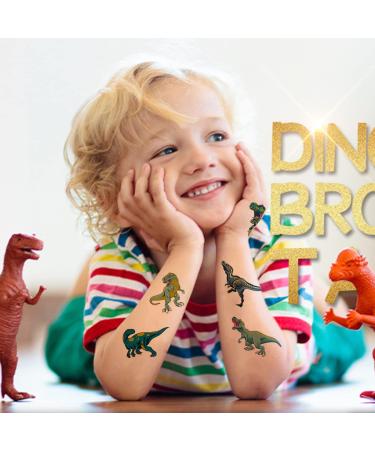Glitter Dinosaur Tattoos for Boys - Fun Fake Tattoos for Kids' Parties & T-Rex Decorations - Buy Online on GoSupps.com