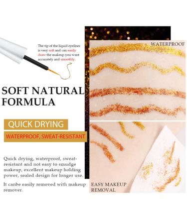 2Pcs Gold Liquid Glitter Eyeliner Set for Women - Sparkly Makeup Liners (Colores 07+13) - Buy Online on GoSupps.com