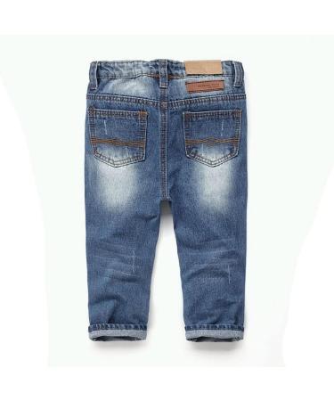 KIDSCOOL SPACE Baby Girl Boy Slim Jeans | Elastic Waist Ripped Denim Pants | 2-3 Years | Blue - Buy Online on GoSupps.com