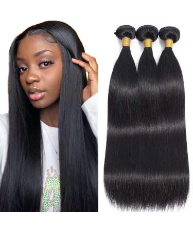 10A Straight Hair Bundles 20 22 24 Inch Brazilian Human Hair Bundles 100% Unprocessed Virgin Hair Straight Weave Hair Bundles Natural Color Human Hair 3 Bundles 20 22 24 Straight 3 Bundles