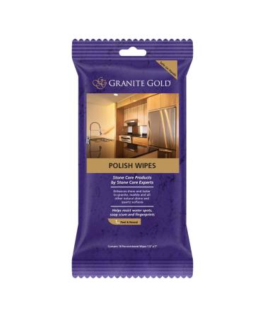 Granite Gold Polish Wipes Streak-Free Shine for Granite, Quartz, Marble, Travertine, Natural Stone Countertops, 18 Count, 1-Pack - Buy Online on GoSupps.com