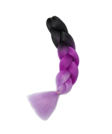 Gairyan Jumbo Braids Extensions - 100g Ombre Synthetic Braiding Hair 60cm for Box Crochet Braids (Black Purple & Lila) - 1 Piece - Buy Online on GoSupps.com