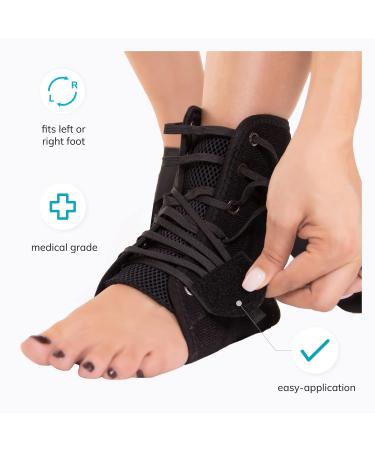 BraceAbility Lace-Up Ankle Brace for Pain Relief - Figure-8 Stabilizer Support for Injury Recovery - Medium Size for Men, Women, Kids - Buy Online on GoSupps.com