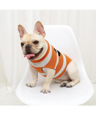 Round Neck Dog Sweater for Small Dogs | Cute & Warm Soft Pet Clothes - Orange S (82W928) - Buy Online on GoSupps.com