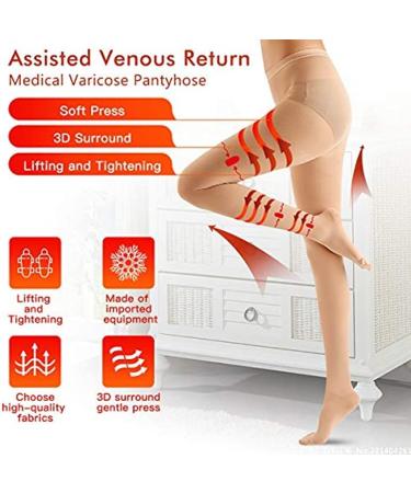 Yisemeya Medical Compression Stockings for Women - 20-30 mmHg Varicose Veins Support Tights | Opaque Toe Wrap 2 Pairs in Beige & Black - Buy Online on GoSupps.com