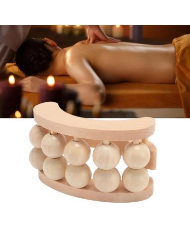 Wooden Massage Roller with 10 Beads - Deep Tissue Stress Relief Handheld Massager for Neck & Foot - Buy Online on GoSupps.com