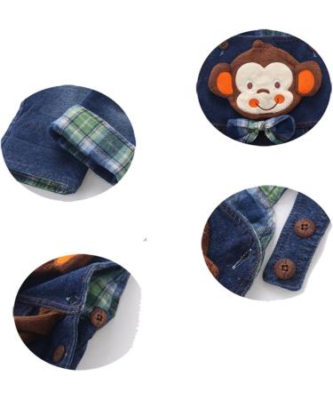 KIDSCOOL SPACE Baby Boy Girl 3-6 Months Blue Denim Overalls with 3D Monkey Design - Buy Online on GoSupps.com