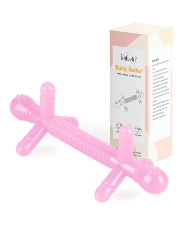 Kalovin Silicone Baby Teething Toys  Sensory Toy for Babies - Great Gift for Baby and Toddler Girls or Boys (Pink)
