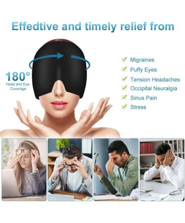 ACWOO Migraine Relief Cap - Reusable Hot/Cold Therapy Head Wrap for Chronic Migraine & Headache Relief - Black - Buy Online on GoSupps.com