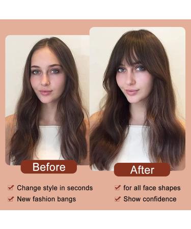 Dark Brown Wispy Bangs Clip in Hair Extensions - 6 Inch 100% Human Hair Bangs for Women - Buy Online on GoSupps.com