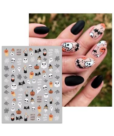 Halloween Nail Art Stickers - 8 Sheets Self-Adhesive Cute Ghosts Pumpkins & Skull Designs | International Shipping Available - Buy Online on GoSupps.com