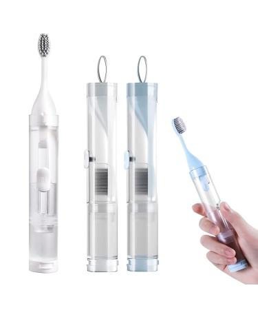 2Pcs Travel Toothbrushes Kit Fold Travel Size Toothbrushes Built-in Travel Toothpaste Container, Including 2 Cleaner Head Soft Bristles for Travel, Camping, School, Business Trip (Blue, White) - Buy Online on GoSupps.com