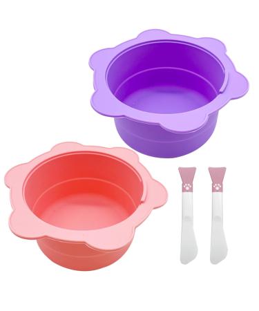 2PCs silicone wax warm bowl reusable wax warm silicone liner non -waxed pot silicone bowl replacement reuse of wax melt warm liner with spatulas (size: 2pcs)