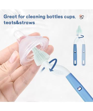 YUXES Silicone Bottle Brush Set - Rotatable Long Handle, 3 Piece Cleaner for Teats, Milk, and Water Bottles (Blue - 360 Spin) - BB1213 - Buy Online on GoSupps.com
