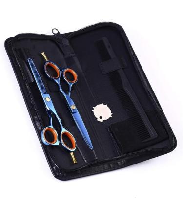 Hairdressing Scissors Barber Scissors Hair Trim and Cut Thinning Hair Scissor Combination Set for Barber Shop Salon Home or Travel Use 5.5 Inch Blue - Buy Online on GoSupps.com