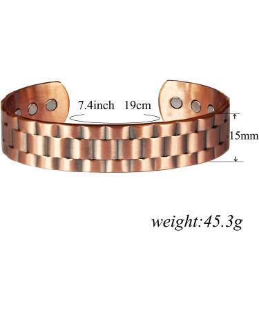 Mens Pure Copper Magnetic Bracelet for Joint Pain Relief - Arthritis, RSI, Carpal Tunnel - 6 Powerful Magnets - 99.9% Copper - Buy Online on GoSupps.com