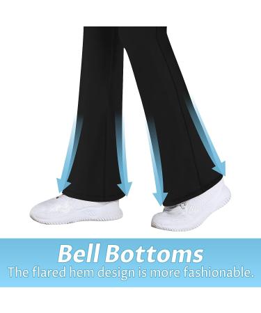 Girls' High Waist Black Cross Flare Leggings | Soft Stretchy Yoga Bootcut Pants for Kids Teens Dance | Full Length | Size 11-12 Years - Buy Online on GoSupps.com