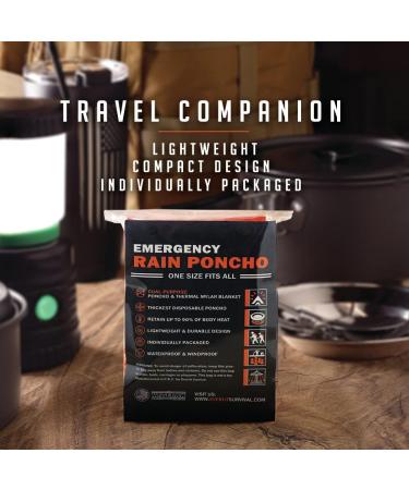 Everlit Survival Rain Poncho & Mylar Space Blanket - Retain 90% Body Heat - Emergency Camping Gear - Buy Online on GoSupps.com