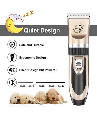 Maxshop Rechargeable Low Noise Dog Grooming Kit - Electric Clippers for Dogs and Cats - Includes Comb Guides, Scissors, and Nail Kit - Gold-1 - Buy Online on GoSupps.com