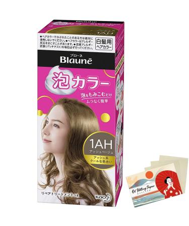Kao Blaune Bubble Hair Color For Gray Hair - 1AH Ash Beige (Green Tea Set)