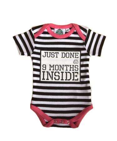 lazy baby New Born Baby Gift - Just Done 9 Months Inside Newborn Vest - Unisex Organic Bodysuit for Baby Boy or Girl Pink
