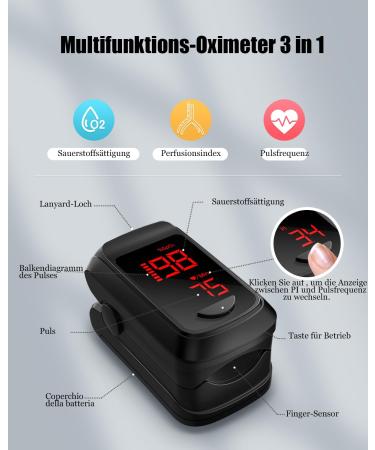 Oxygen Saturation Measuring Device - HOLFENRY Black Pulse Oximeter for Accurate Finger Pulse & Oxygen Level Tracking - Buy Online on GoSupps.com