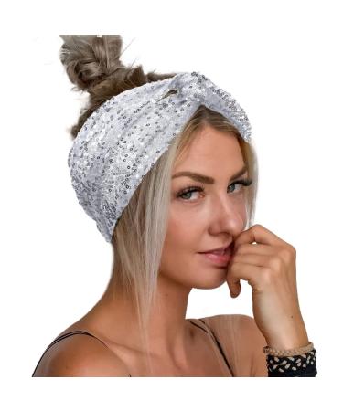 GORTIN Sequins Headbands Stretchy Wide Headband Sparkle Twist Turban Head Wraps Rave Party Headpieces Knotted Hair Bands Nightclub Headscarfs Glitter Hair Accessory for Women and Girls (A-Sliver) - Buy Online on GoSupps.com