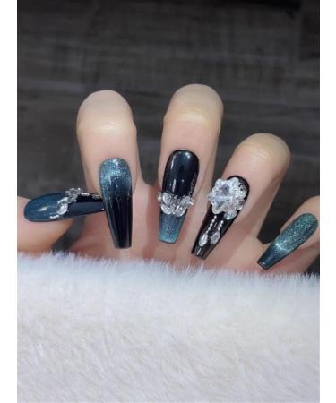 KEMKEY Handmade Wear Nails Dark Dark Green Vintage Sense Of Nail Long(Small) - Buy Online on GoSupps.com