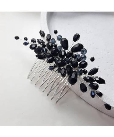 Earent Bride Wedding Hair Comb Black Crystal Hair Pieces Rhinestone Hair Accessories Bridal Side Combs for Women and Girls