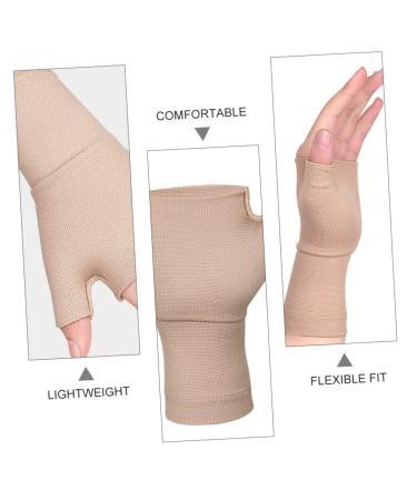 GLEAVI 2 Pairs Fingerless Compression Gloves - Pressure Wrist Support & Thumb Brace for Pain Relief - Nylon Khaki Wrist Sleeves - Buy Online on GoSupps.com