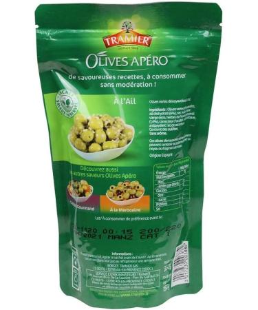 Tramier Olives Garlic aperitif (1 x 150g) green olives with garlic parsley and Provence herbs pitted olives ideal for aperitif - Buy Online on GoSupps.com